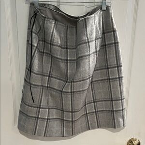 Easy Spirit Gray Plaid A-Line Skirt